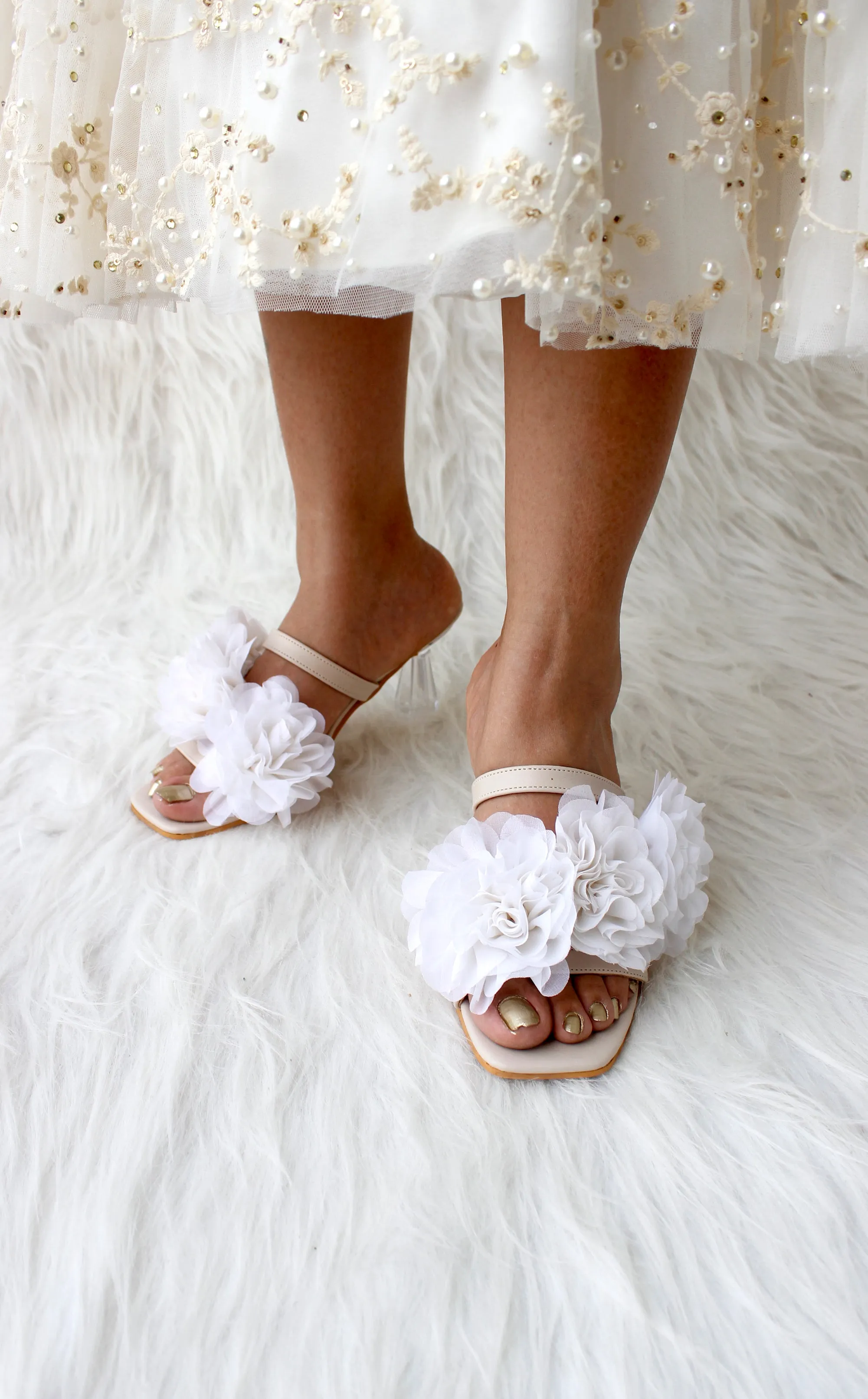 White Peony Heels
