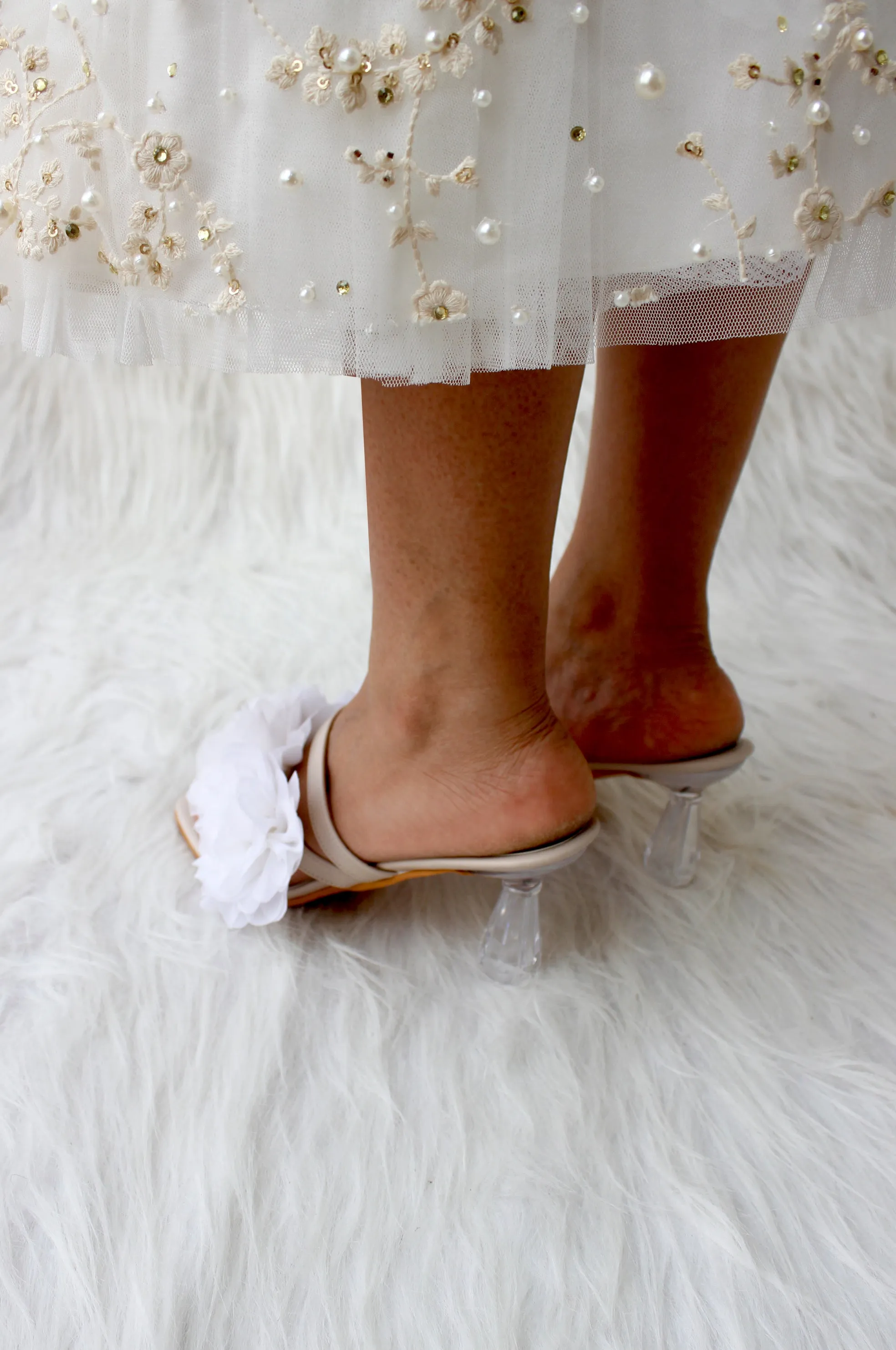 White Peony Heels