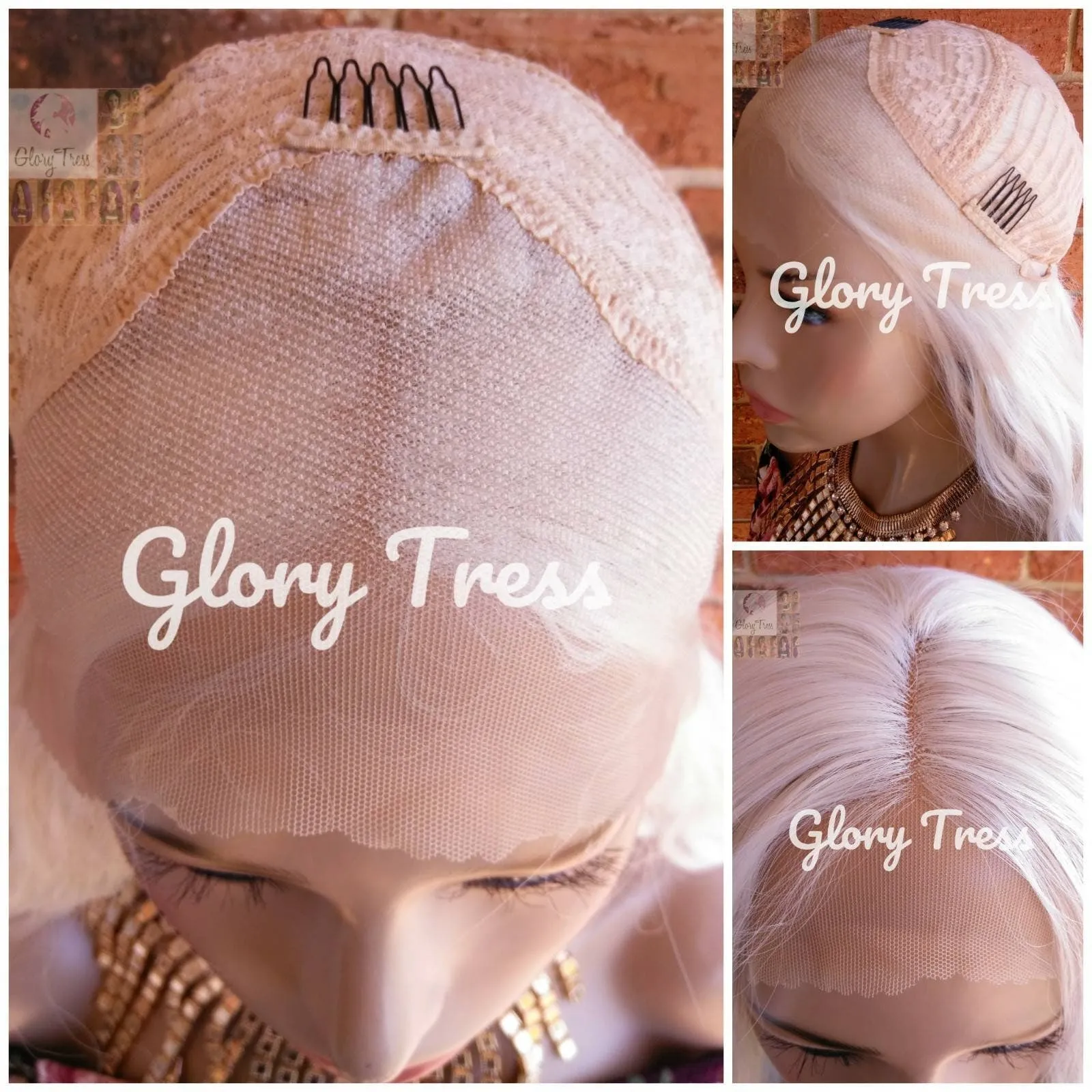 White Platinum Blonde Lace Wig,  Long Wavy Wig, 60 White Blonde Wig,  Free Parting, Soft Swiss Lace, ON SALE // LOVE