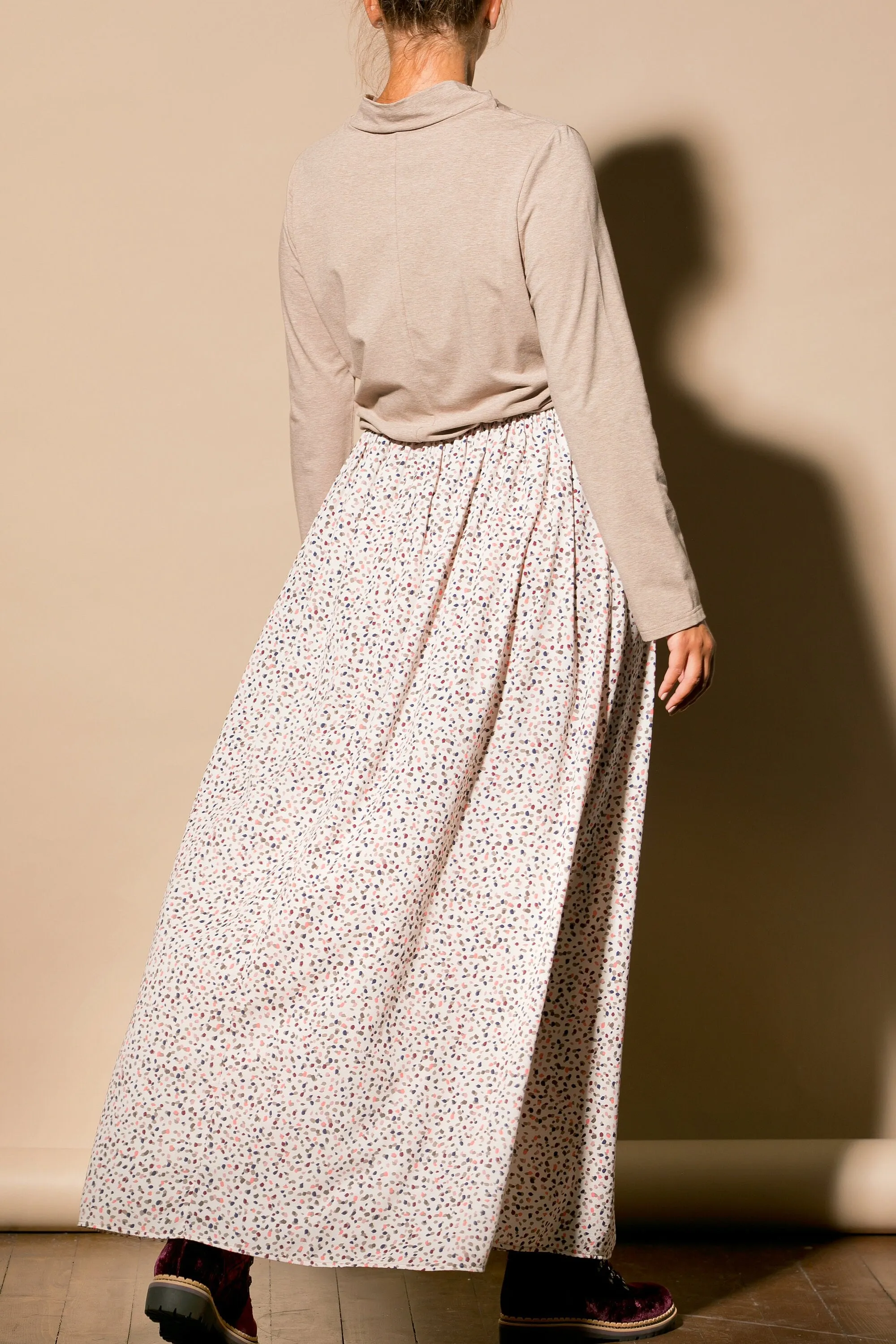 Women Blouson Dress, Loose Maxi Dress, Long Sleeve Dress, Plus Size Clothing, Nude Long Dress, Plus Size Dress, Boho Maxi Dress, Winter