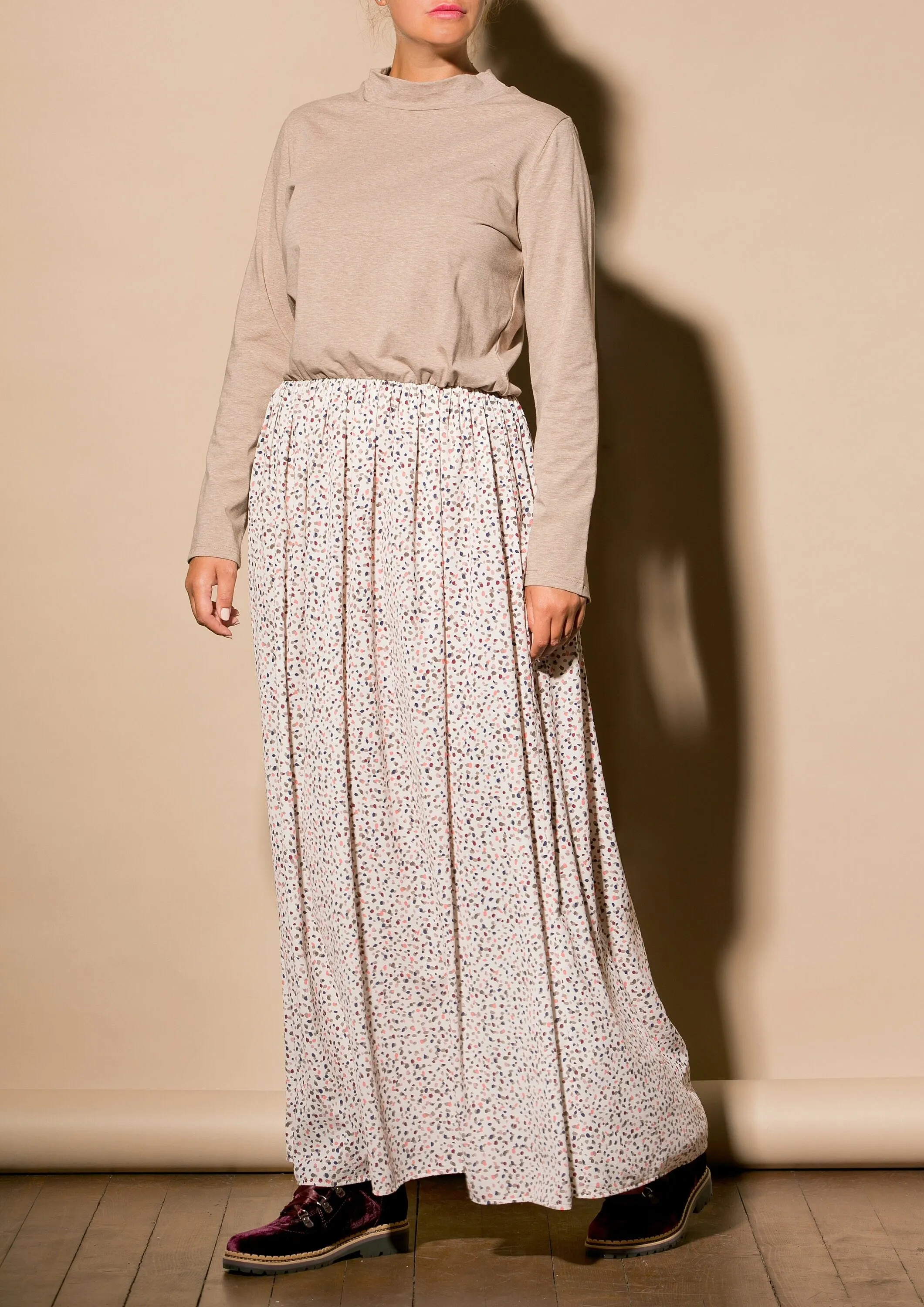 Women Blouson Dress, Loose Maxi Dress, Long Sleeve Dress, Plus Size Clothing, Nude Long Dress, Plus Size Dress, Boho Maxi Dress, Winter