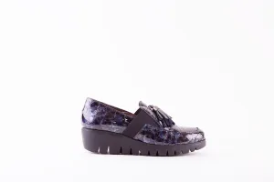 WONDERS C-33254 WEDGE SLIP-ON TASSEL SHOE - NAVY PATENT
