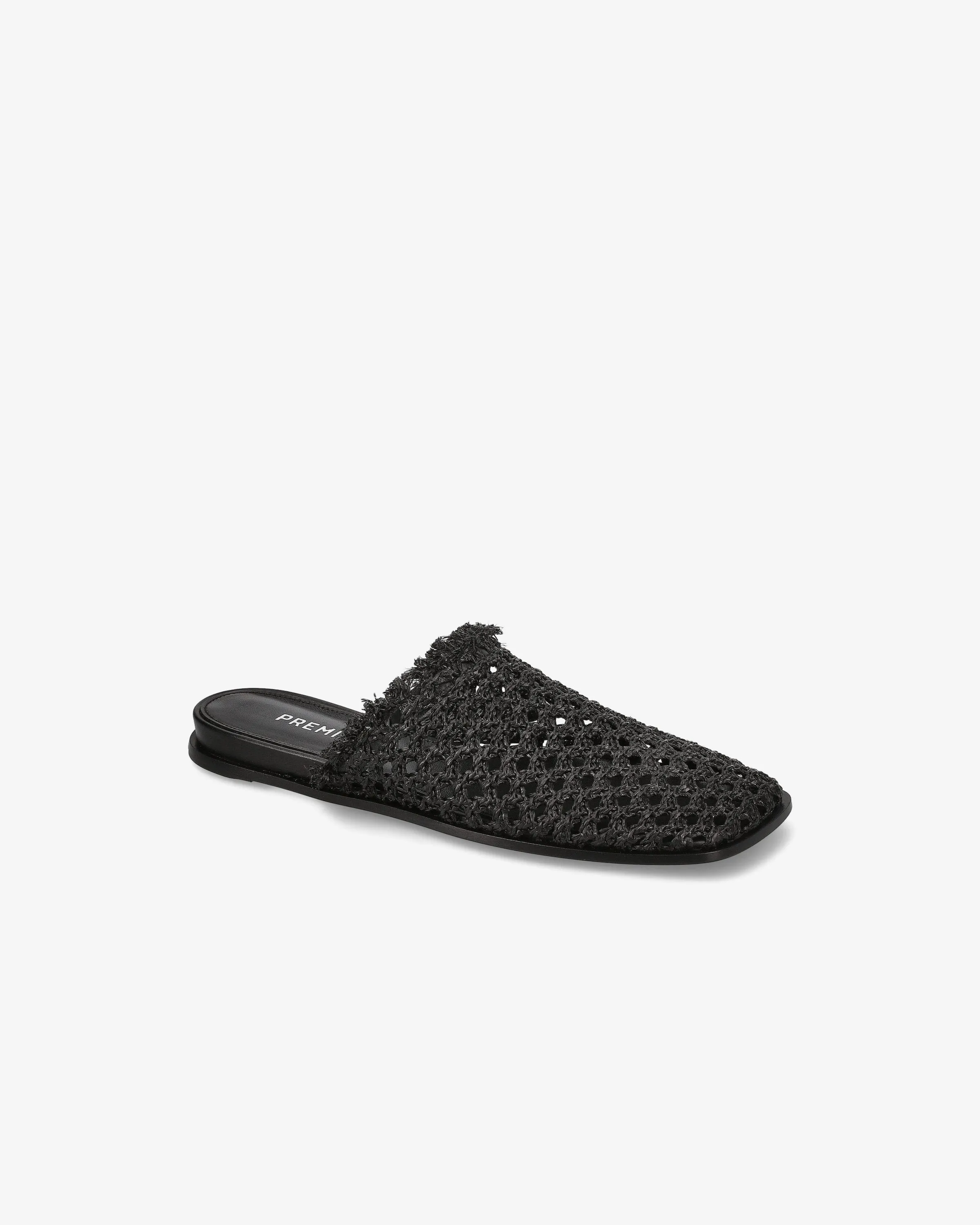 Woven Raffia Sabot with Frayed Detailing