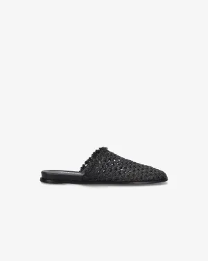 Woven Raffia Sabot with Frayed Detailing