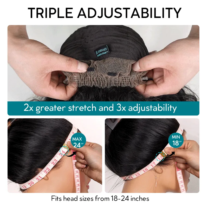 Yaki Body Black Brown Ombre Invisi Strap 360 Skin Lace Frontal Glueless Lay Flat Human Hair Wig
