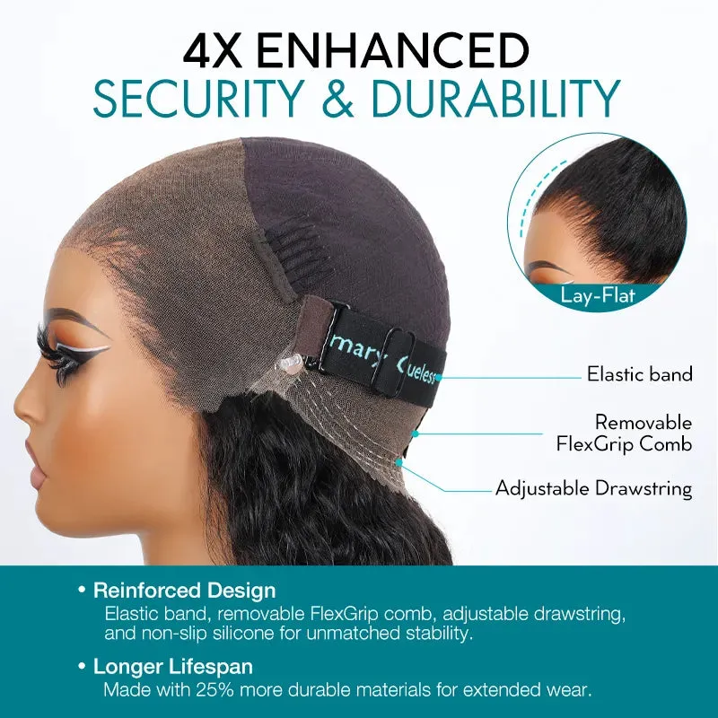 Yaki Body Black Brown Ombre Invisi Strap 360 Skin Lace Frontal Glueless Lay Flat Human Hair Wig