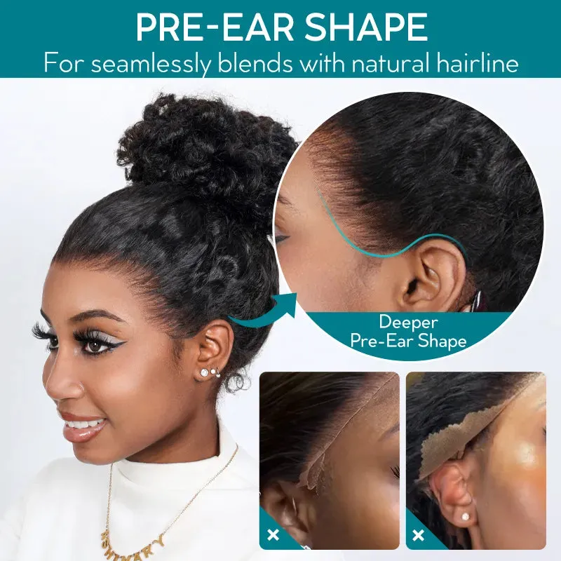 Yaki Body Black Brown Ombre Invisi Strap 360 Skin Lace Frontal Glueless Lay Flat Human Hair Wig