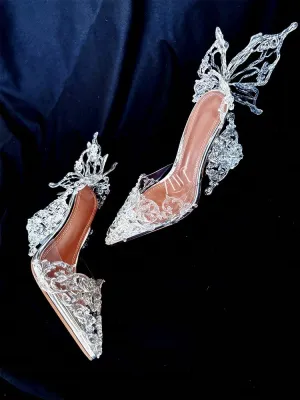 ZIWU ARTEMIS CRYSTAL FROST FLOWER RESIN  EMBELLISHED MULES SHOES