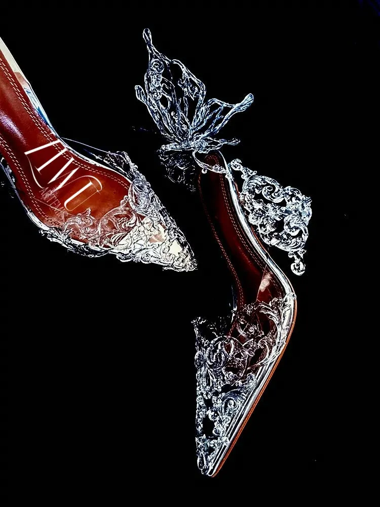 ZIWU ARTEMIS CRYSTAL FROST FLOWER RESIN  EMBELLISHED MULES SHOES